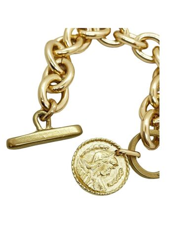Bracelet chaîne avec pièce de monnaie Camp antique en or 3