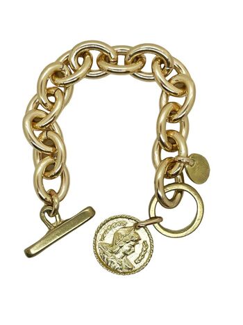 Bracelet chaîne avec pièce de monnaie Camp antique en or 4