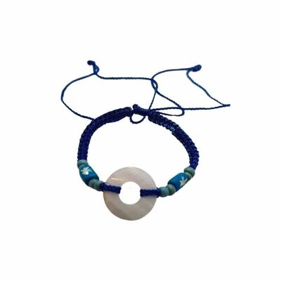 Vie Naturals Beach Bracelet, Circle and Beads, Blue