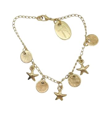 Parure étoile, bracelet charms et créole dorée 3