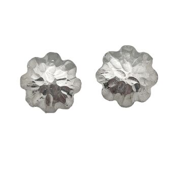 Boucle d'oreille tournesol pression plaqué argent 3