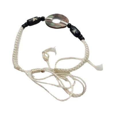 Vie Naturals Beach Bracelet, Circle and Beads, White