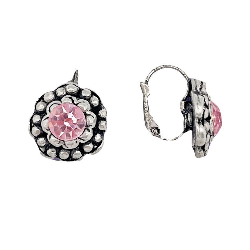 Orecchino a balestra con cristallo Sw in rosa lt