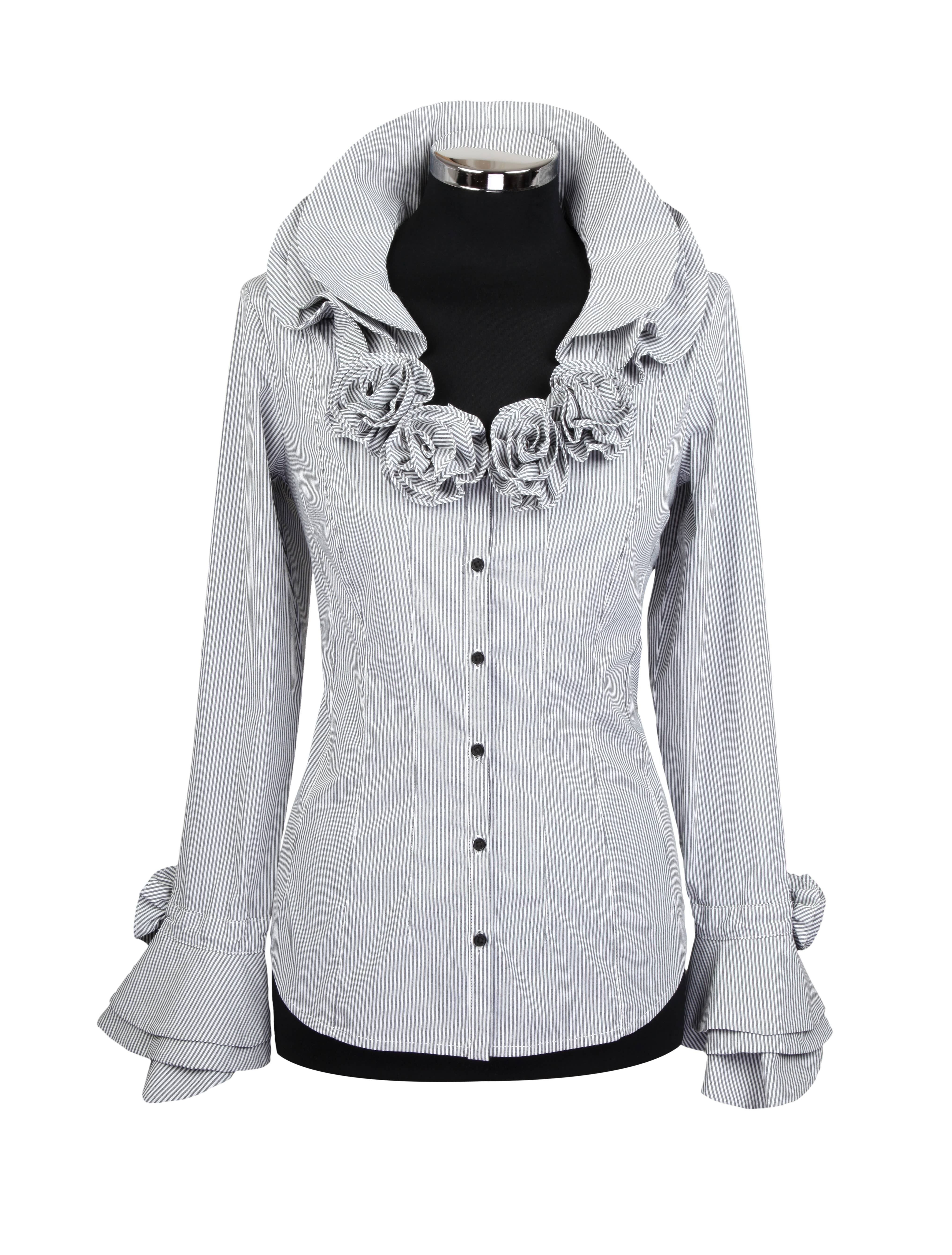 Camicia a righe bianche e nere Rosa