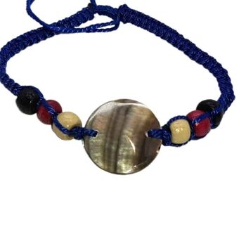 Bracelet de plage Vie Naturals, nacre ronde, bleu foncé 3