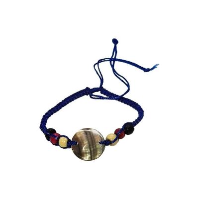 Vie Naturals Beach Bracelet, Round Nacre, Dark Blue