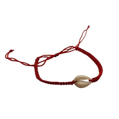 Pulsera de playa Vie Naturals, concha marina, rojo