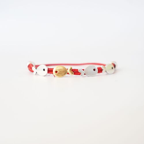 Tiny fish bracelet  swim against the current-Red bracelet- under the sea collection