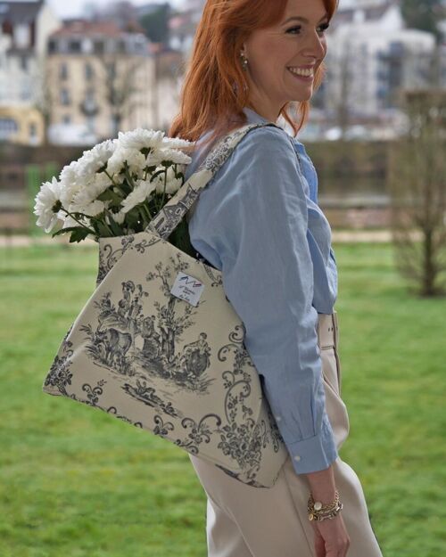 Sac Lucien toile de jouy bleue