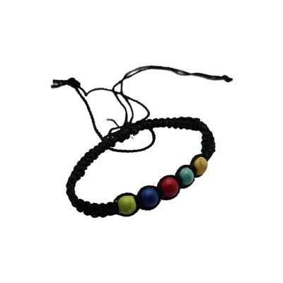 Pulsera de playa Vie Naturals, cuentas de colores, negro