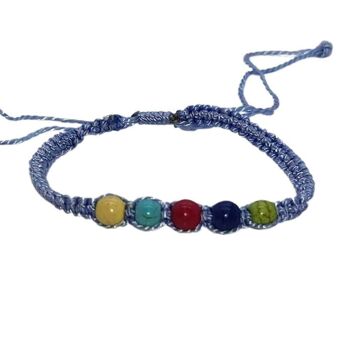 Bracelet de plage Vie Naturals, perles colorées, bleu 2