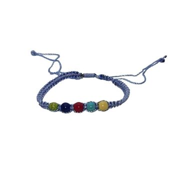 Bracelet de plage Vie Naturals, perles colorées, bleu 4