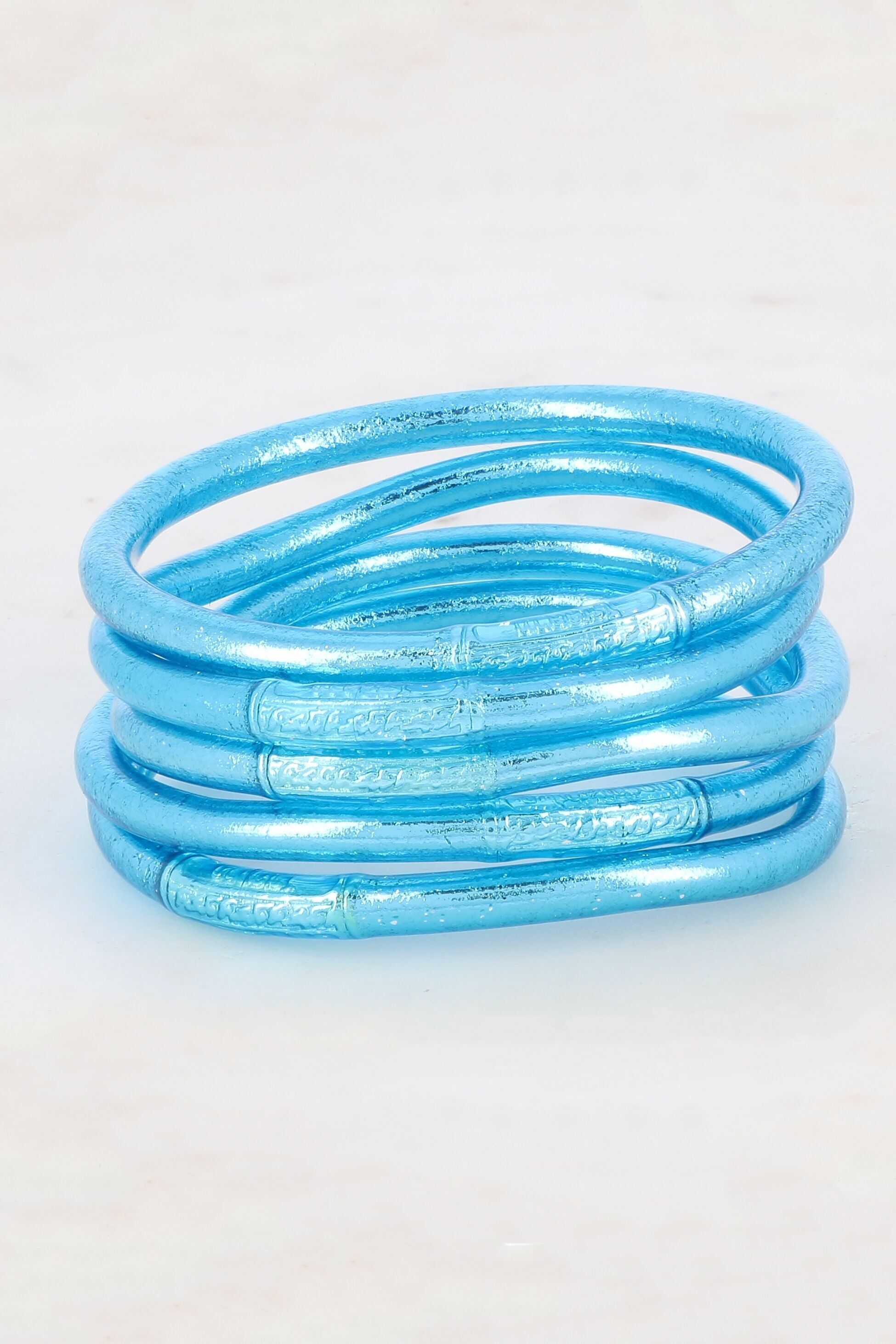 Thick Buddhist bangle with mantra - Baby blue