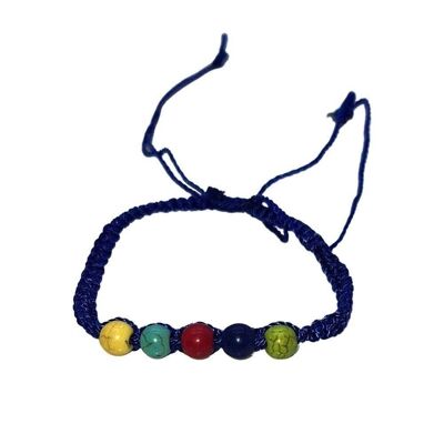 Vie Naturals Beach Bracelet, Coloured Beads, Dark Blue