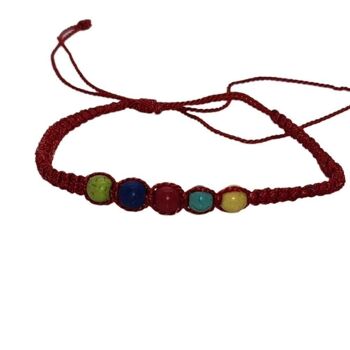Bracelet de plage Vie Naturals, perles colorées, rouge 3