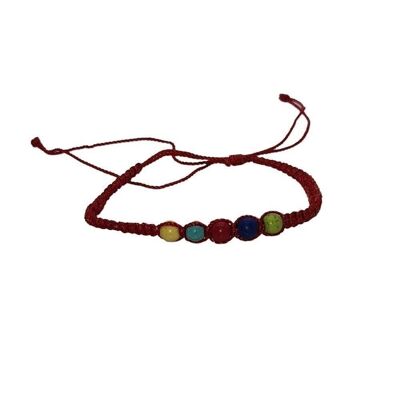 Bracelet de plage Vie Naturals, perles colorées, rouge