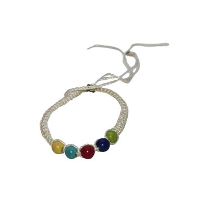 Vie Naturals Beach Bracelet, Coloured Beads, White