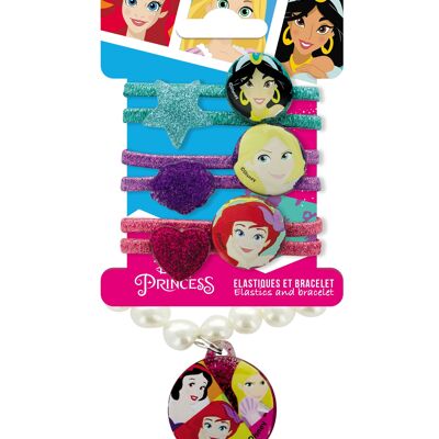 Disney Princess - Elastici per capelli/braccialetto x6
