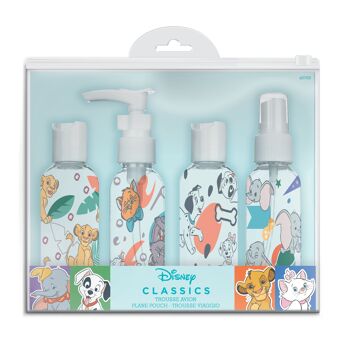 Disney Classics - Trousse de toilette de voyage avec 4 pots rechargeables