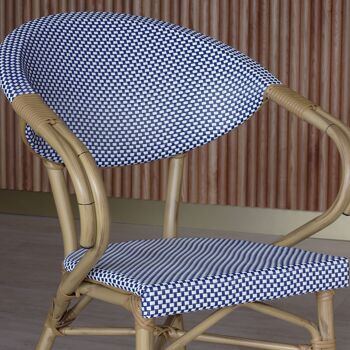 Lot de 2 fauteuils de table en textilène bleu structure en aluminium aspect rotin Amalfi 3