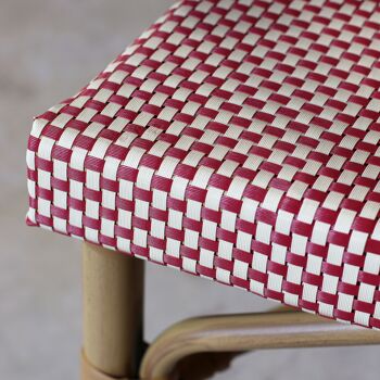 Lot de 2 fauteuils de table en textilène rouge structure en aluminium aspect rotin Amalfi 4
