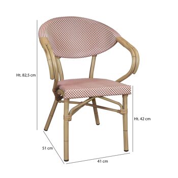 Lot de 2 fauteuils de table en textilène rouge structure en aluminium aspect rotin Amalfi 6
