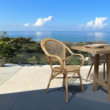 Lot de 2 fauteuils de table en polyéthylène avec structure en aluminium aspect rotin Capri 2