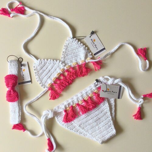 Organic Cotton Handmade Fringe Bikini Set