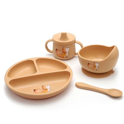 Vaisselle complète en silicone renard (en coffret)