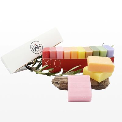 Pack of 10 scented Marseille soaps of 30 grams