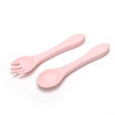 Couverts en silicone rose