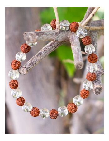 Bracelet Rudraksha et Quartz Cristal 1