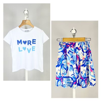 Ensemble t-shirt en coton et jupe fleurie pour fille