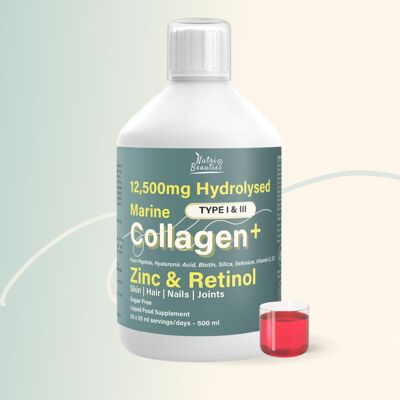 NUTRI BEAUTIES 12,500mg Hydrolysed Marine Collagen PLUS Zinc & Retinol