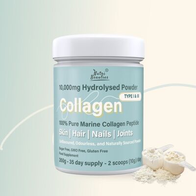 NUTRI BEAUTIES Polvo de péptidos de colágeno marino puro 10.000 mg