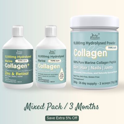 Gemischte Collagenpackung | Flüssigkeit + Pulver