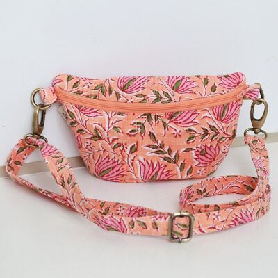 Block print fanny pack Fez peach