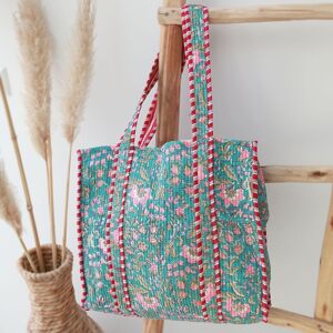 Sac bandoulière imprimé block bleu rose