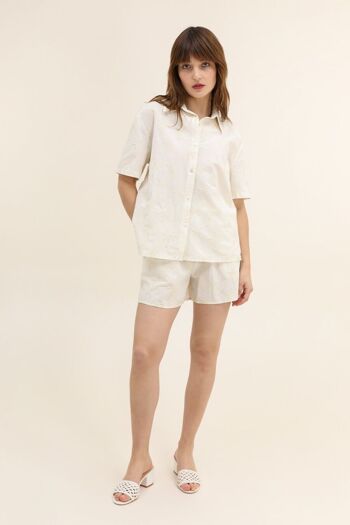 Short en coton brodé palmier - CH010 1