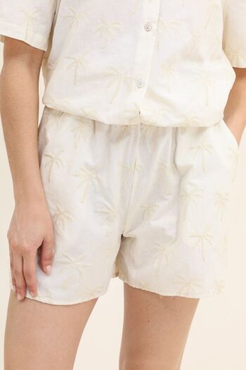 Short en coton brodé palmier - CH010 4