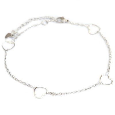 Anklet silver hearts