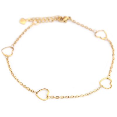 Gold anklet open hearted