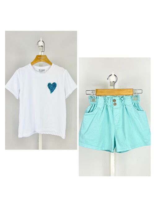 Ensemble t-shirt et short en coton pour fille