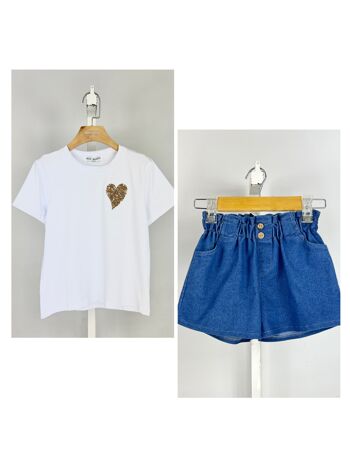 Ensemble t-shirt et short en coton pour fille 6