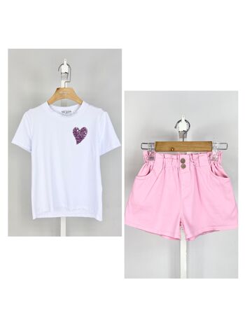 Ensemble t-shirt et short en coton pour fille 8