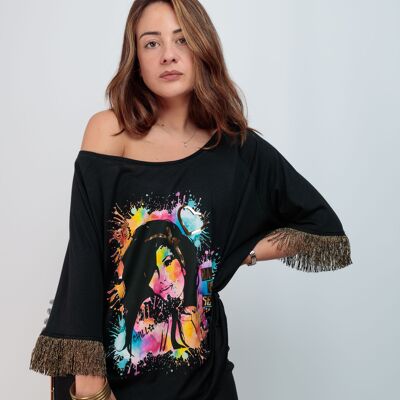 T-shirt da donna con frange Amy Festival