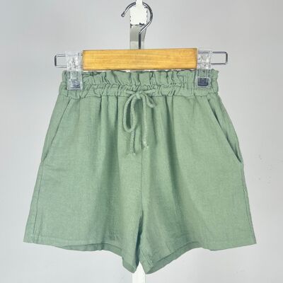 Linen and cotton blend shorts for girls
