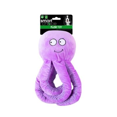 WufWuf & Smart Choice Plush Octopus Dog Toy, Assorted Colours x 3 Pack
