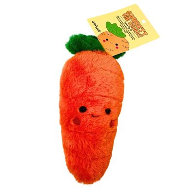 WufWuf Garret the Carrot Squeaky Plush Dog Toy, Small/Medium