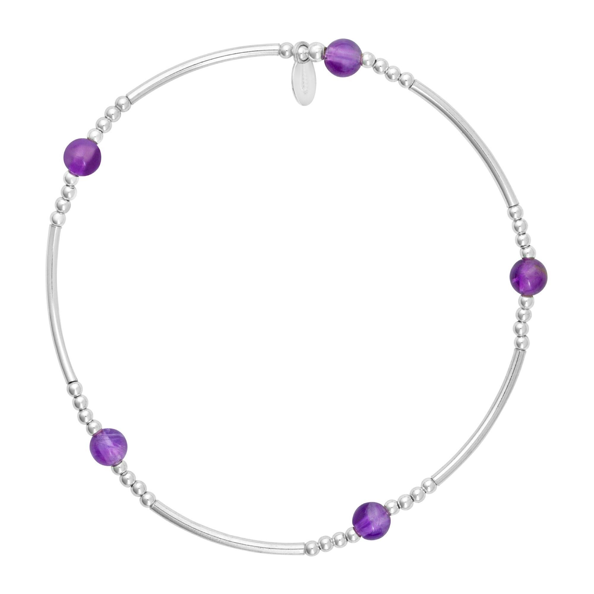 925 Silver Amethyst Beaded Bracelet